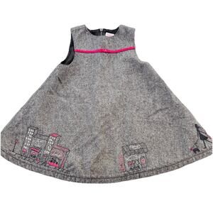 Gymboree girls Vtg CITY SIDEWALK 2003 Gray Wool Dress 12-18 mo Girl Dog Puppy